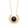 Collier soleil Plaqué Or 18 carats et pierre naturelle agate noire