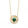 Collier épis de blé Plaqué Or 18 carats pierre naturelle malachite