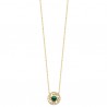 Collier épis de blé Plaqué Or 18 carats pierre naturelle malachite