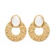 Boucles d'oreilles Plaqué Or 18 carats pierre de lune naturelle