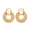 Boucles d'oreilles Plaqué Or 18 carats pierre de lune naturelle