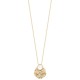 Collier Plaqué Or 18 carats effet martelé pierre naturelle agate blanche