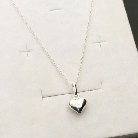 Collier ras de cou argent 925/000 pendentif petit coeur bombé