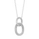 Collier argent massif 925/000 pendentif anneaux ovales entrelacés