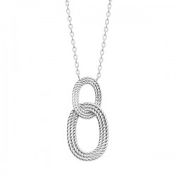 Collier argent massif 925/000 pendentif anneaux ovales entrelacés