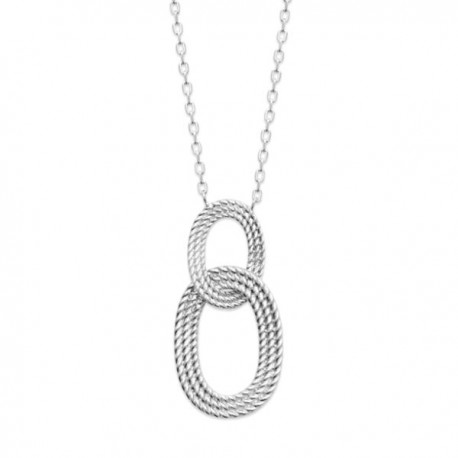 Collier argent massif 925/000 pendentif anneaux ovales entrelacés