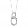 Collier argent massif 925/000 pendentif anneaux ovales entrelacés