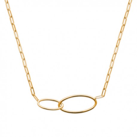 Collier Plaqué Or 18 carats pendentif maillons entrelacés tendance chaine