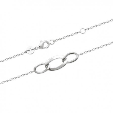 Bracelet argent massif 925/000 rhodié anneaux entrelacés