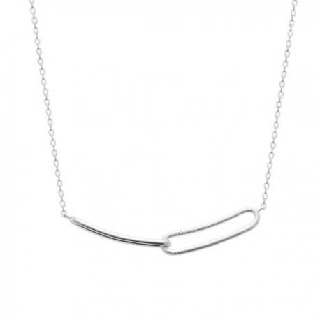 Collier argent massif 925/000 maillons entrelacés tendance chaine