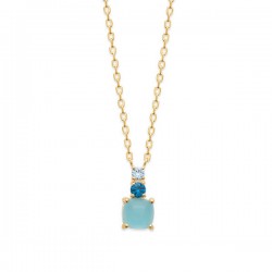 Collier Plaqué or 18 carats 3 pierres véritables griffées