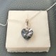 Collier pendentif petit coeur cristal swarovski nuit d'argent en argent 925