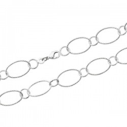 Bracelet gros maillons ovales argent massif 925/000 rhodié