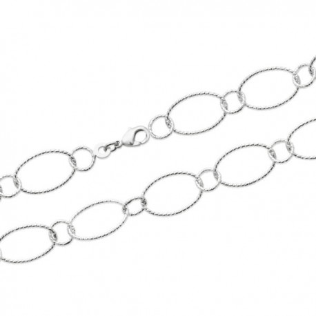 Bracelet gros maillons ovales argent massif 925/000 rhodié