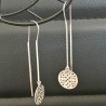 Boucles d'oreilles argent 925/000 pendants chainettes disques fleurs