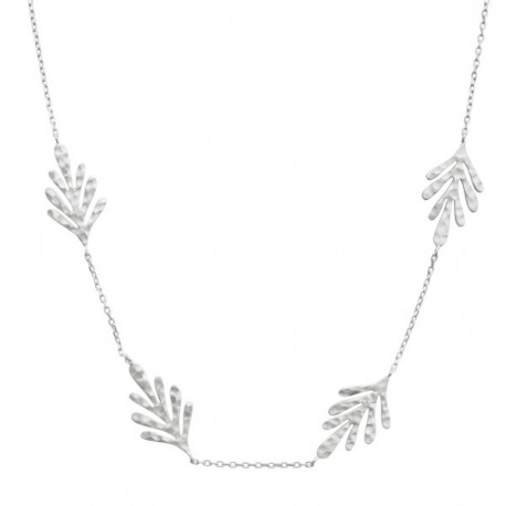 Collier argent massif 925/000 feuilles exotiques Bijou nature