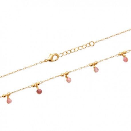 Bracelet Plaqué Or 18 carats pampilles pierres naturelles tourmaline rose