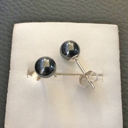 Boucles d'oreilles argent 925/000 clous pierre hématite 6 mm