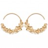 Boucles d'oreilles créoles fleurs Plaqué Or 18 carats Bijou Nature