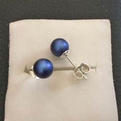 Boucles d'oreilles perles nacrées swarovski bleu outremer et argent 925