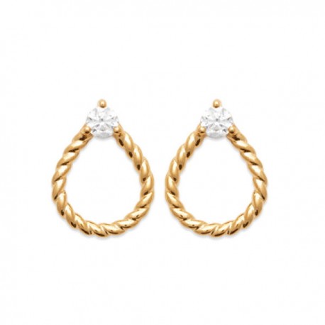 Boucles d'oreilles gouttes Plaqué Or 18 carats et zirconium