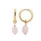 Boucles d'oreilles Plaqué or 18 carats créoles pendantes quartz rose