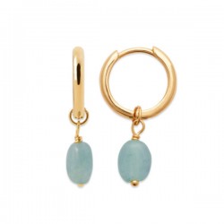 Boucles d'oreilles Plaqué Or 18 carats pendants pierres amazonite 