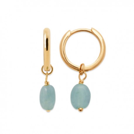 Boucles d'oreilles Plaqué Or 18 carats pendants pierres amazonite 