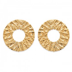 Boucles d'oreilles Plaqué Or 18 carats cercles travaillés 