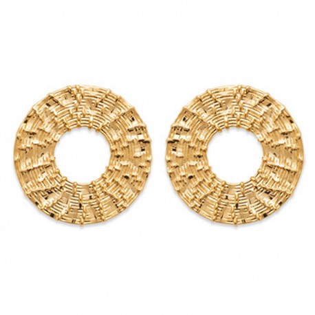 Boucles d'oreilles Plaqué Or 18 carats cercles travaillés 