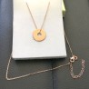 Collier Plaqué Or rose 18 carats pendentif donut sur chaine ajustable