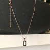 Collier Plaqué Or rose 18 carats pendentif céramique noire sur chaine 