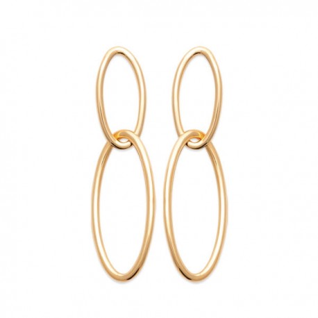 Boucles d'oreilles Plaqué Or 18 carats pendantes maillons chaine