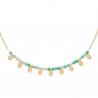 Collier Plaqué Or 18 carats pampilles et perles pierre naturelle calcédoine 