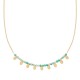 Collier Plaqué Or 18 carats pampilles et perles pierre naturelle calcédoine 