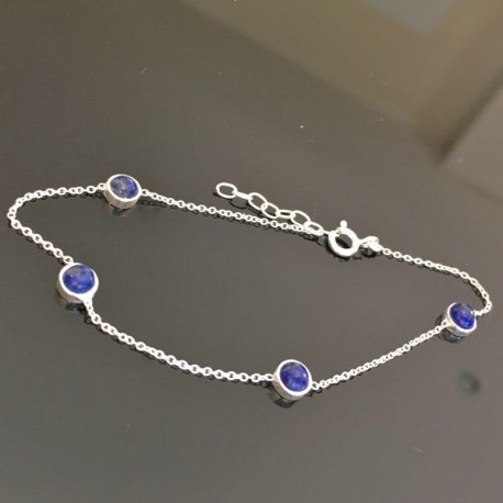 Bracelet argent 925/000 pierres naturelles lapis lazuli