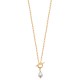 Collier Plaqué Or 18 carats fermoir T perle de culture d'eau douce Biwa