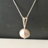 Collier argent massif 925/000 pendentif perle de culture sur chaine 45 cm