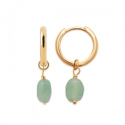 Boucles d'oreilles Plaqué Or 18 carats pendantes quartz vert