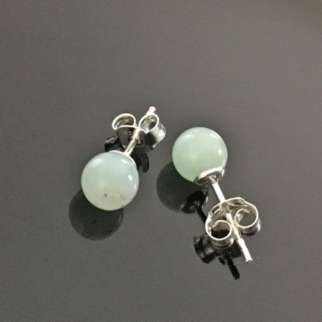 Boucles d'oreilles argent 925/000 clous chrysoprase 6 mm