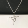 Collier pendentif oiseau colibri origami argent 925/000 sur chaine