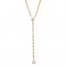 Collier Plaqué Or 18 carats et zirconium pendant chainette Forme Y