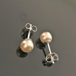 Boucles clous d'oreilles argent 925 perles nacrées swarovski champagne