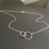 Collier 2 anneaux entrelacés en argent massif 925/000