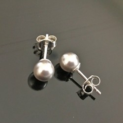 Clous d'oreilles argent 925 perles nacrées swarovski gris clair argenté 