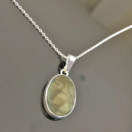 Collier argent 925/000 pendentif pierre labradorite naturelle sur chaine