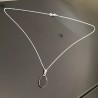 Collier argent 925/000 pendentif pierre naturelle onyx noir sur chaine