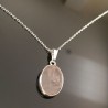 Collier argent 925/000 pendentif pierre quartz rose naturelle sur chaine