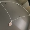 Collier argent 925/000 pendentif pierre quartz rose naturelle sur chaine