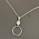 Collier argent massif 925/000 rhodié pendentif anneau sur fine chaine 